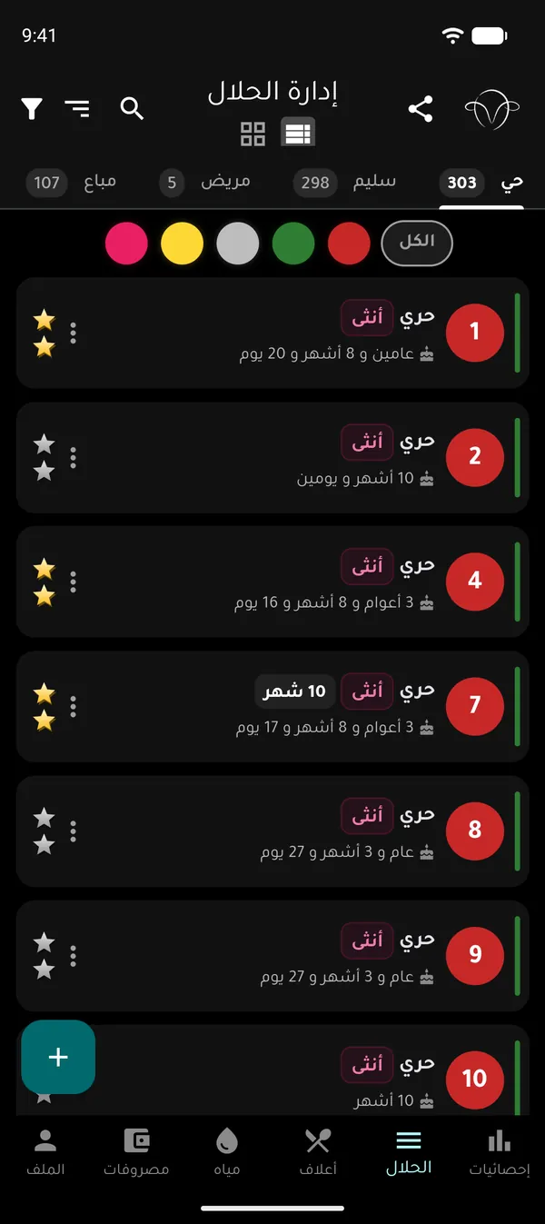 قائمة الحلال في الوضع الليلي